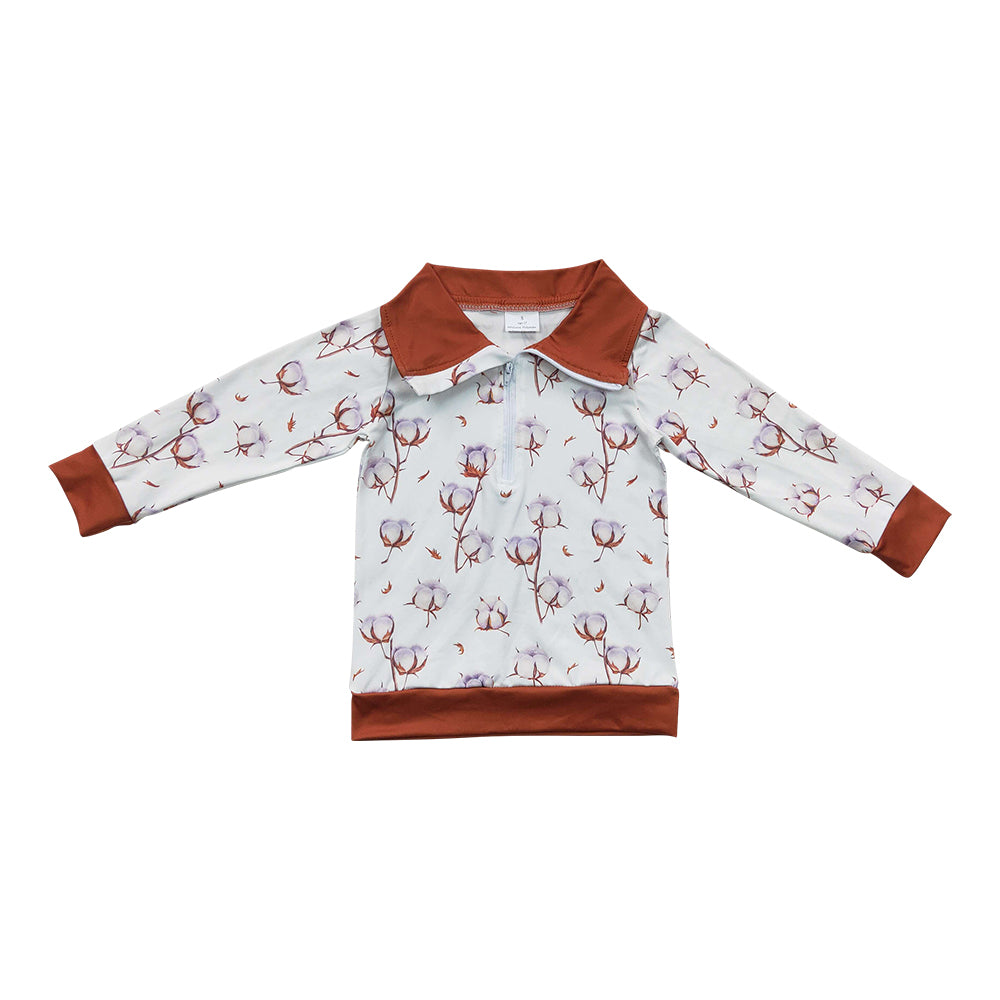 Baby Boys White Pullover Zip Long Sleeve Shirts