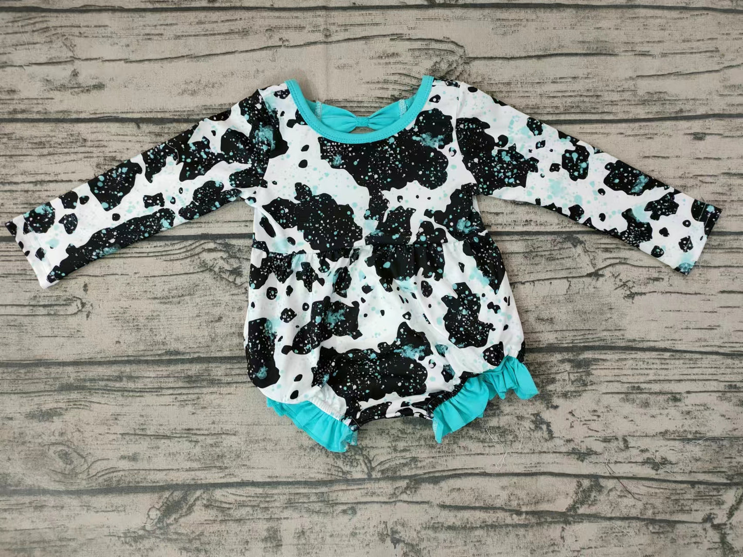 Baby cow blue leopard rompers