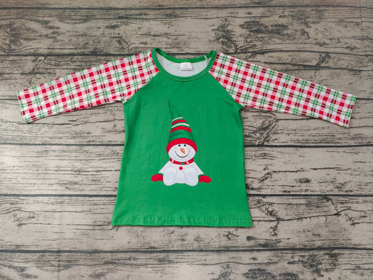 baby girls boys snowman green long sleeve shirts Tops