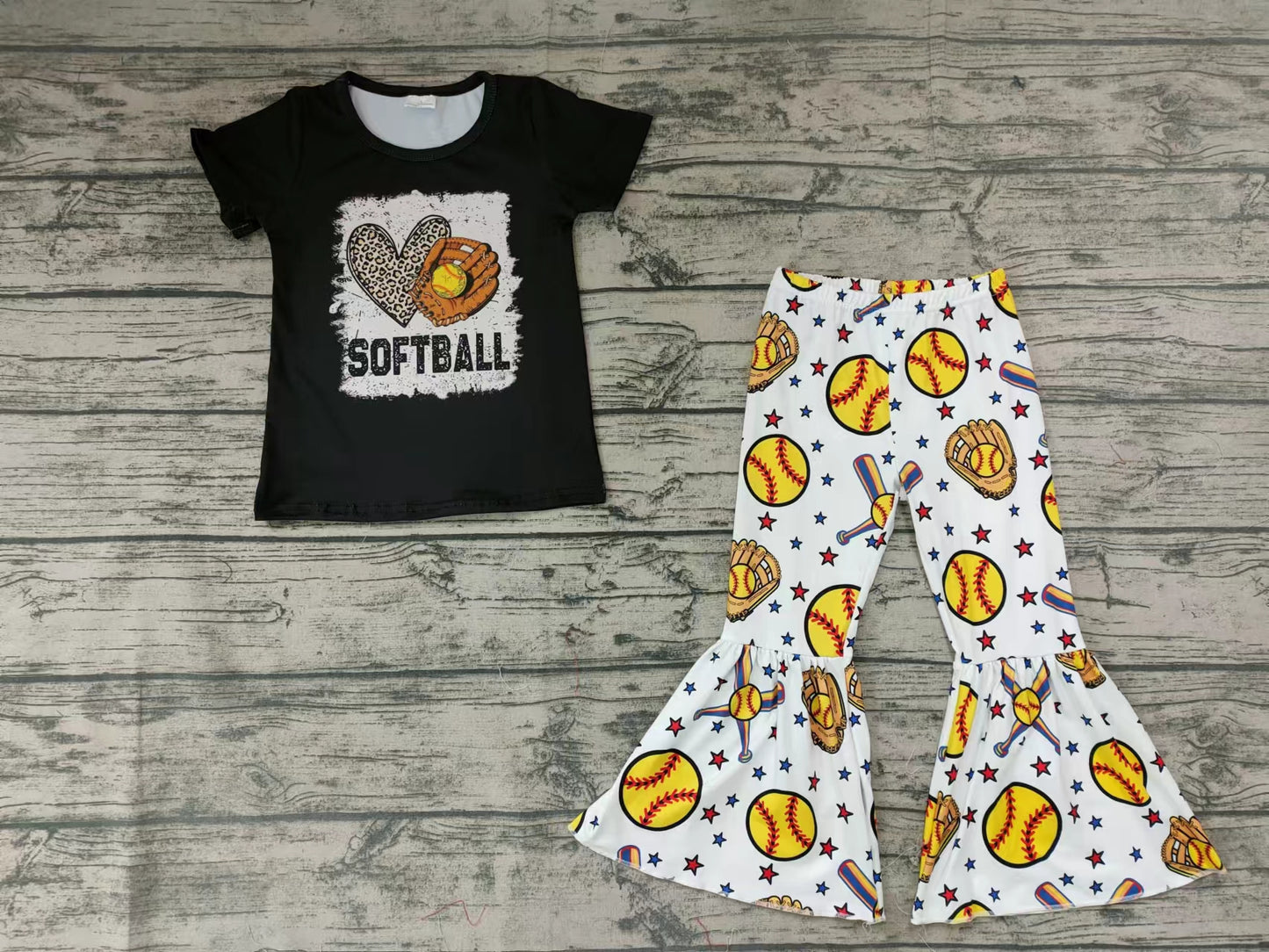 Baby Girls softball bell pants sets