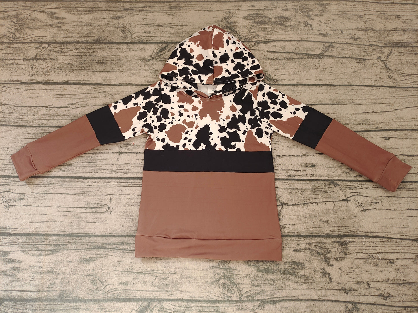 Baby Boys Cowhide Long Sleeve Hoodie Tops