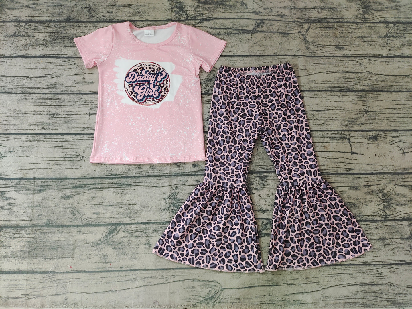 Baby Girls Daddy's Girl Leopard Pink Clothes Sets