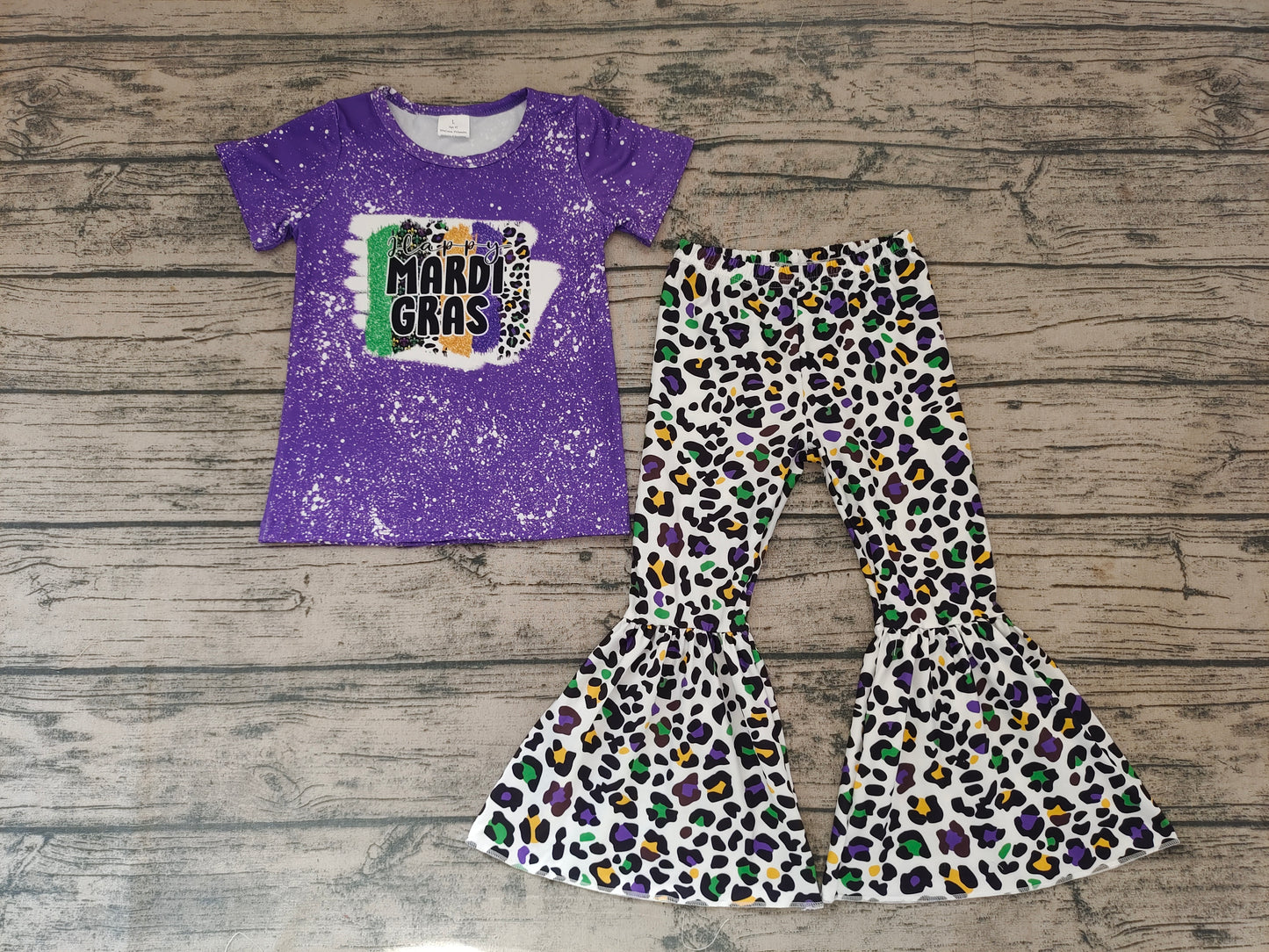 Baby Girls Mardi Gras Purple Bell Pants Clothes Sets