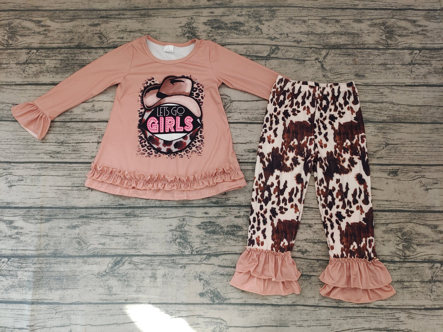 Baby Girls Let's Go Cowhide Bell Pants Clothes Sets