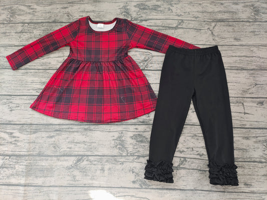 Baby Girls Christmas Plaid Tunic pants sets