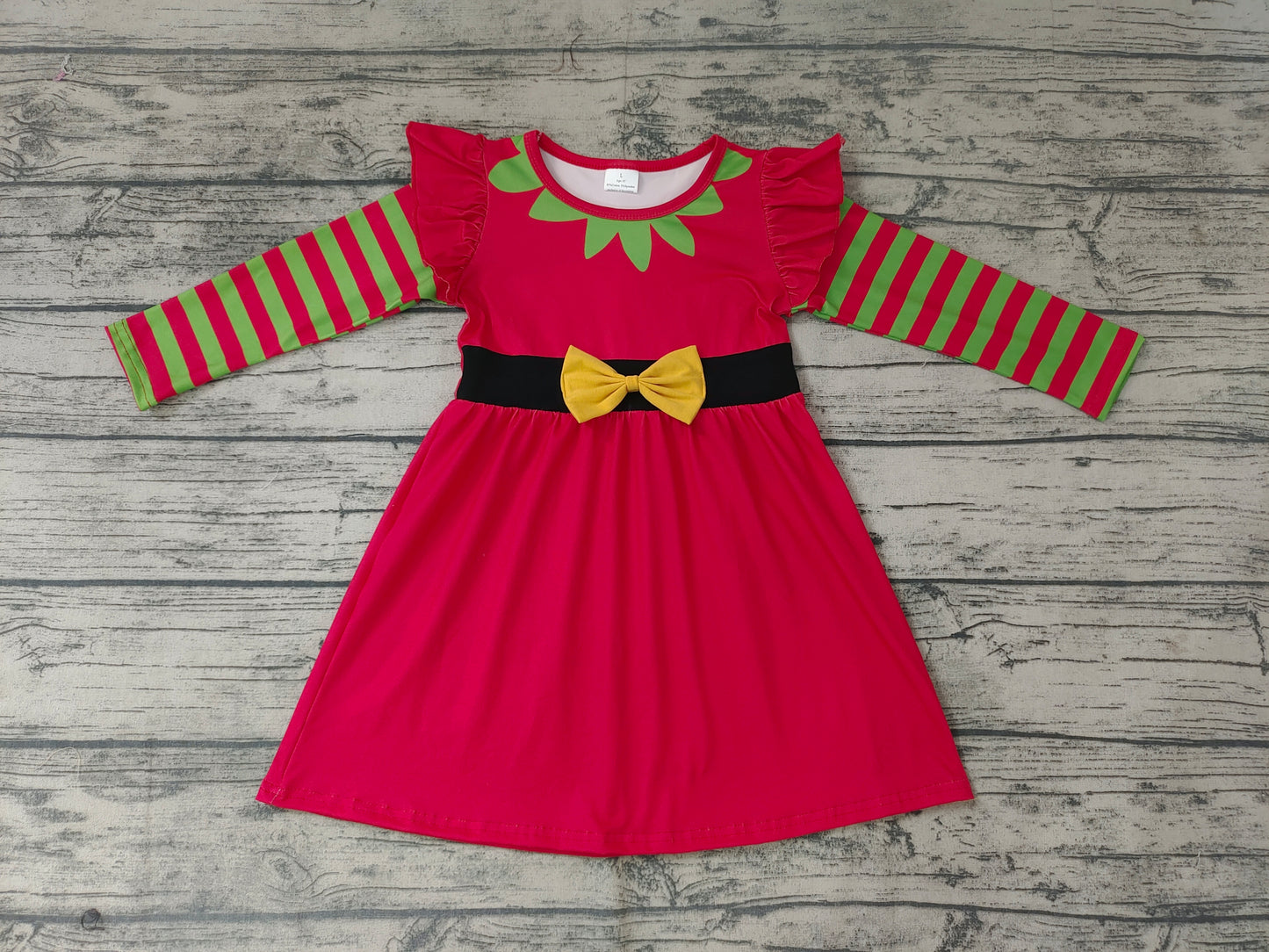 Baby Girls Cartoon Christmas Ruffle Dresses