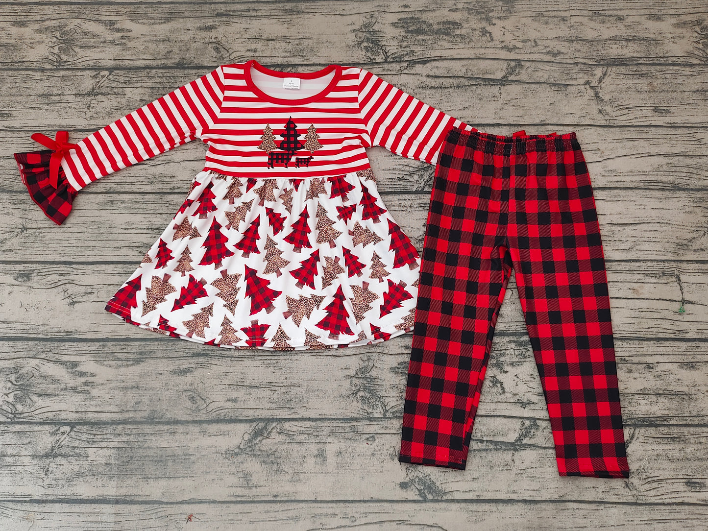 Baby girls Christmas tree stripe pants clothes sets