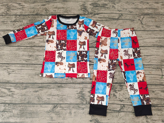 Baby Boys Western Horse Pajamas clothes sets