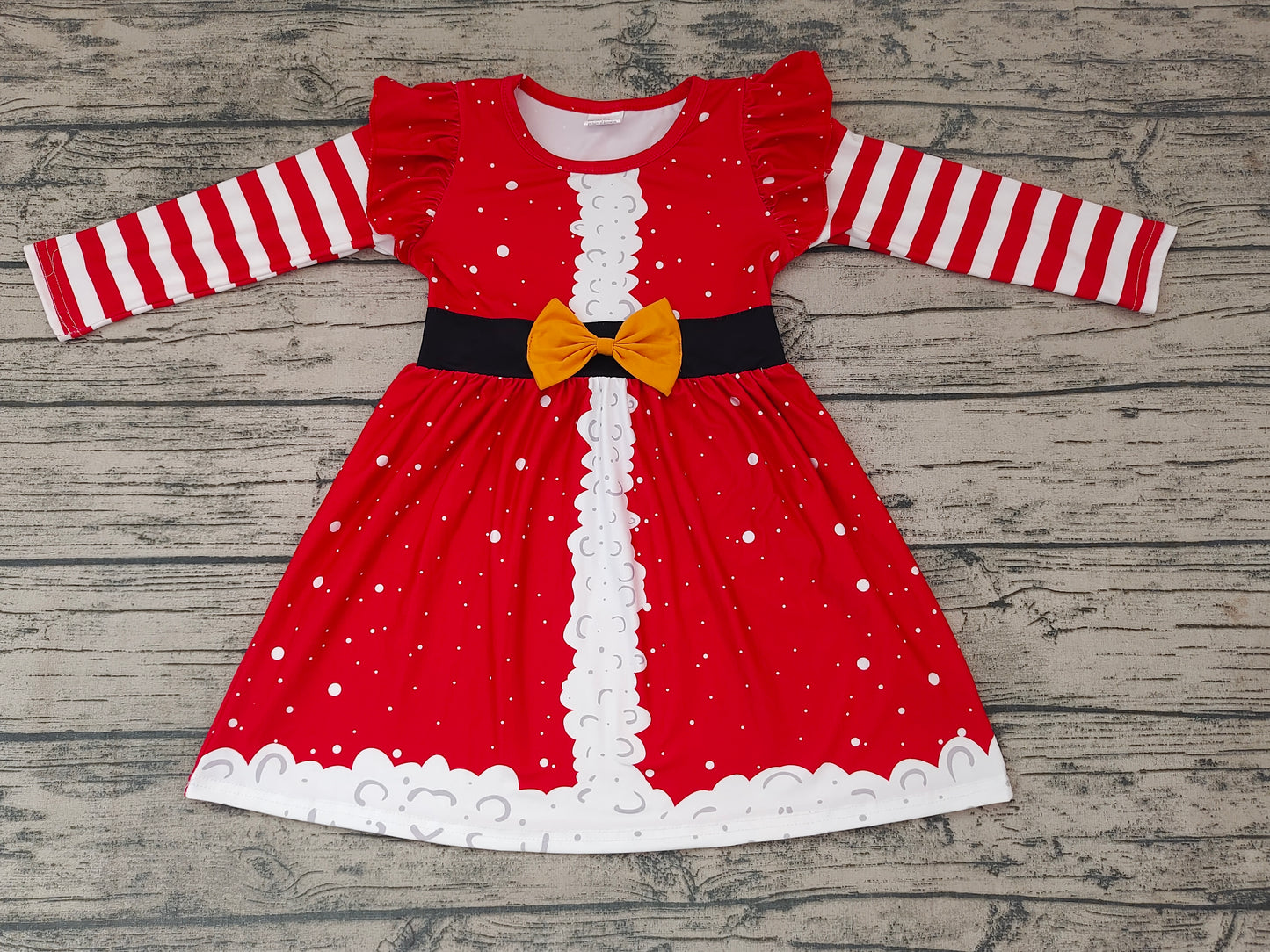 Baby Girls Red Stripe Christmas Bow Dresses