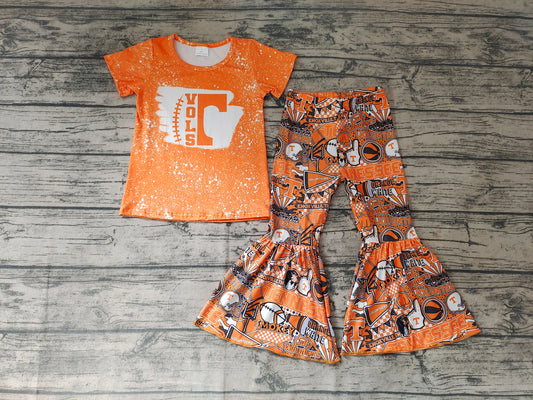 Baby Girls Orange Football Bell Pants clothes sets