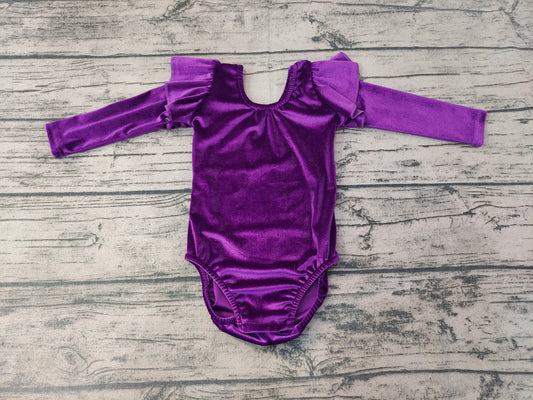 Baby girls Purple Velvet Long Sleeve Leotards Rompers