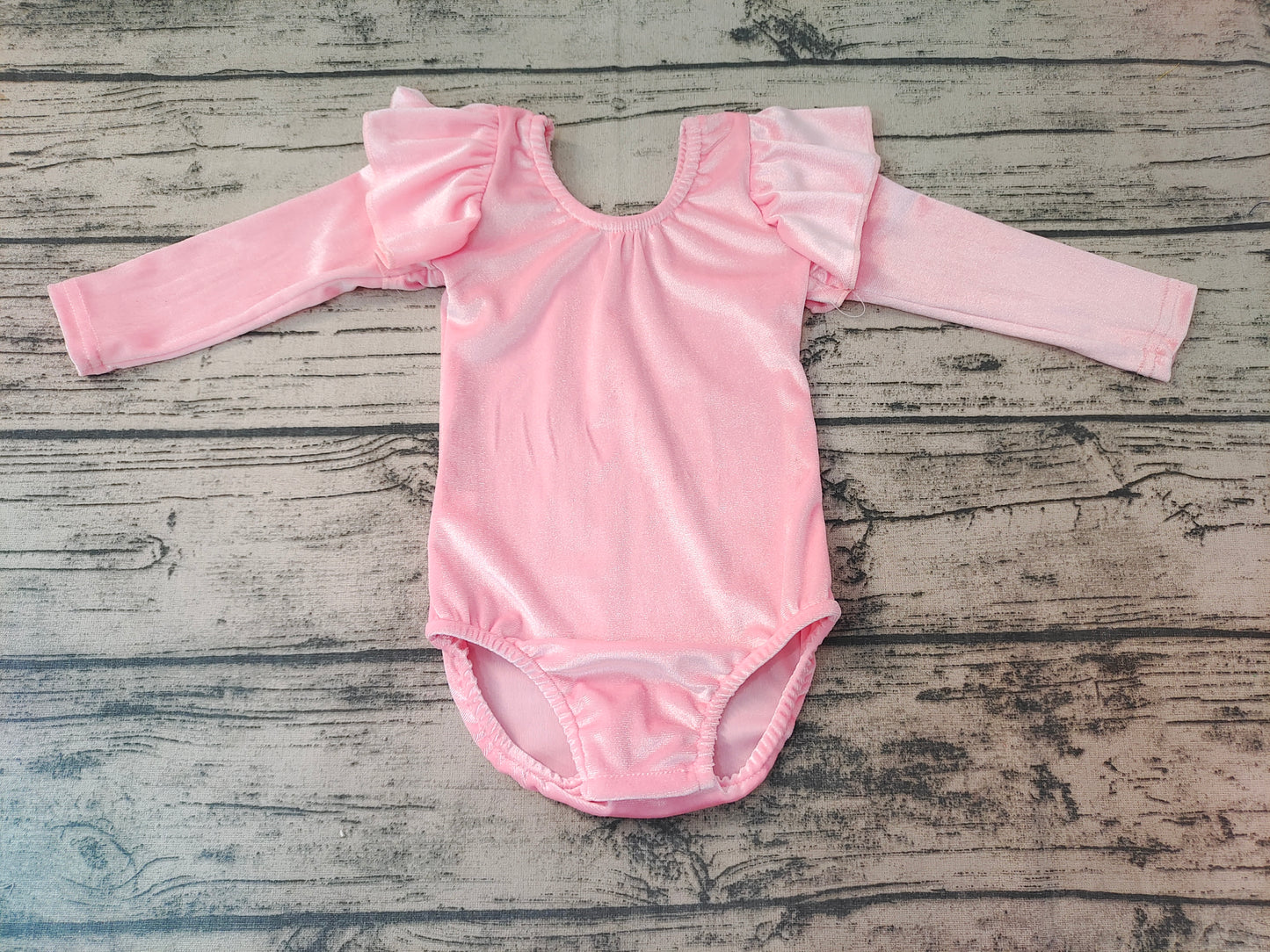 Baby girls Pink Velvet Long Sleeve Leotards Rompers