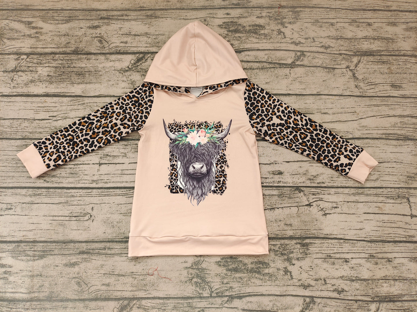 Baby kids cow leopard Long Sleeve Hoodie Tops