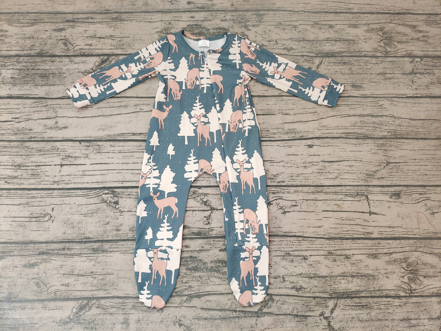 Baby boys Christmas Zip Deer rompers