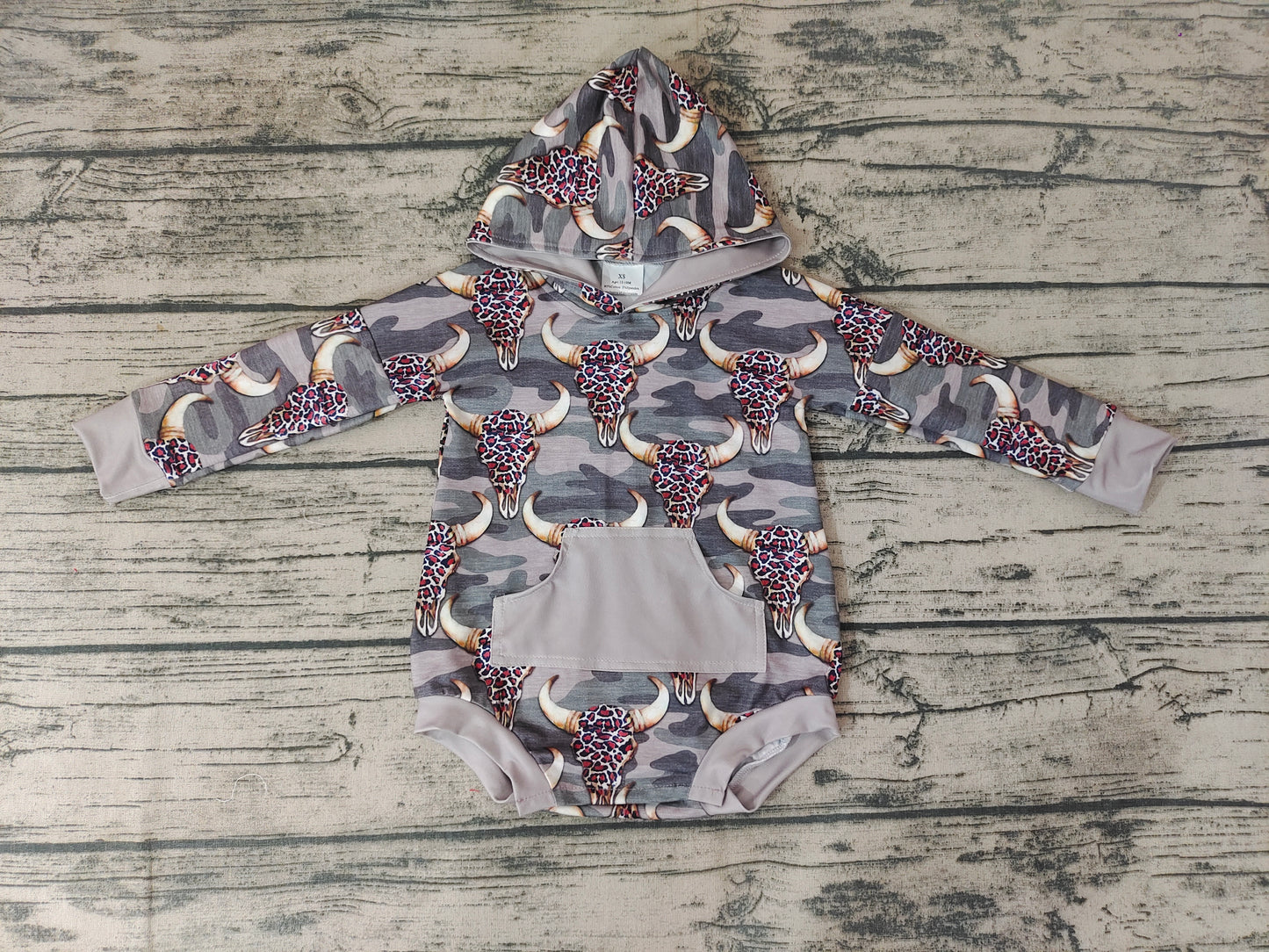 Baby Boys Cow Camo Hoodie rompers