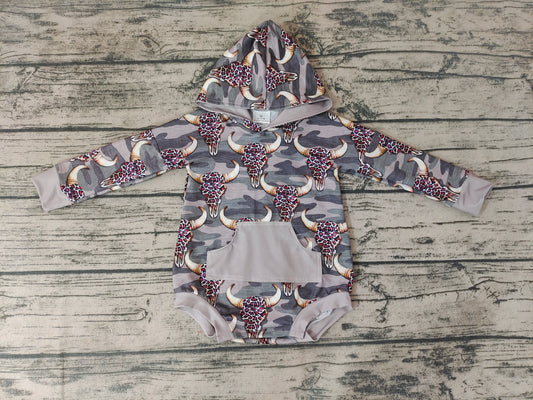 Baby Boys Cow Camo Hoodie rompers