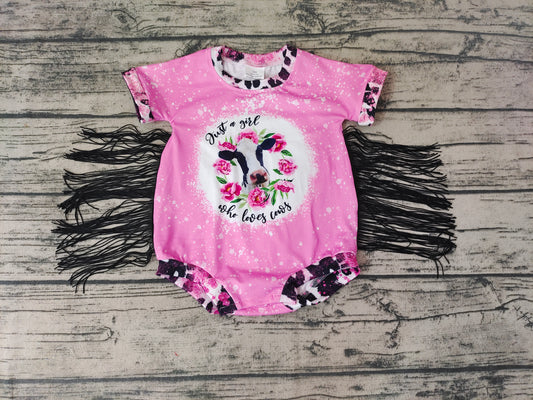 Baby Girls Pink cow floral Rompers