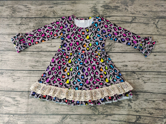 Baby Girls Colorful Leopard Knee Length Dresses