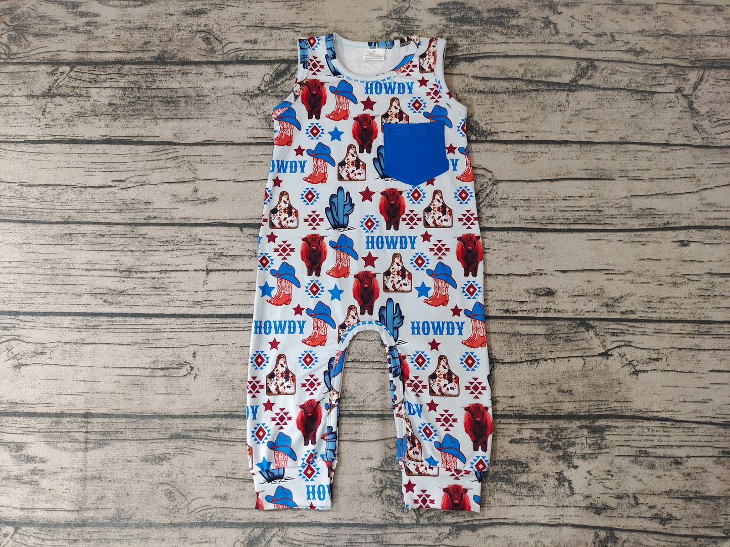 Baby boys Sleeveless Cow Western rompers