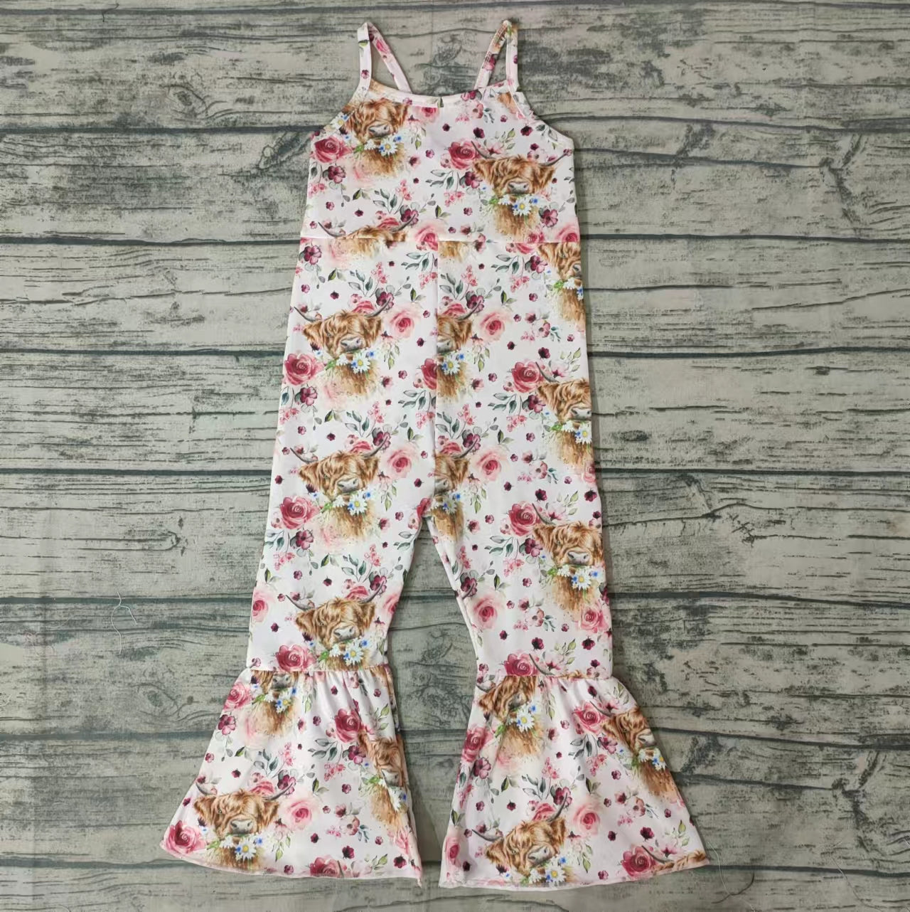 Baby girls Pink Cow floral jumpsuits