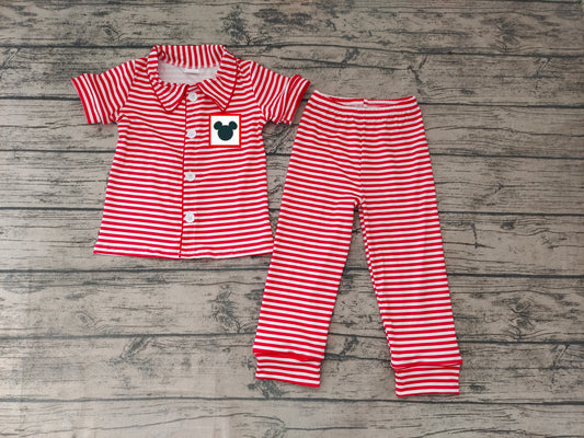 Baby Boys red stripe cartoon mouse pajamas sets