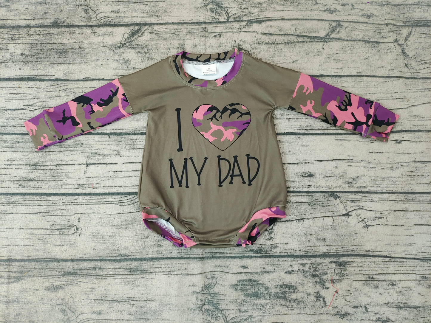 Baby Girls I love dad camo rompers