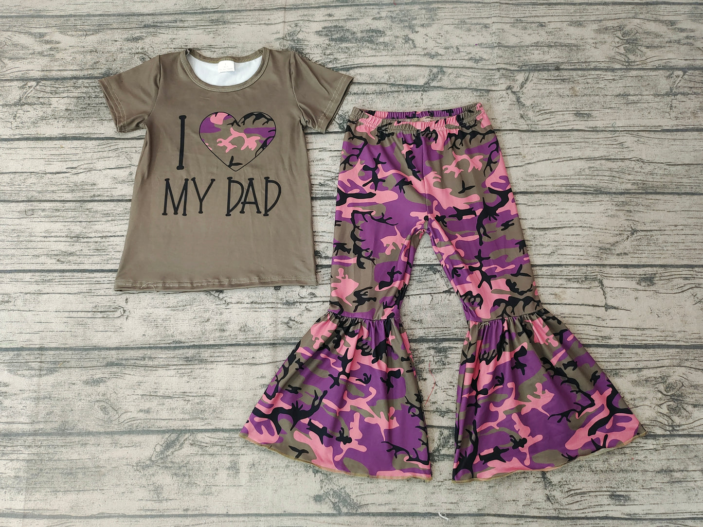 Baby Girls Camo I love Dad Bell Pants clothes sets