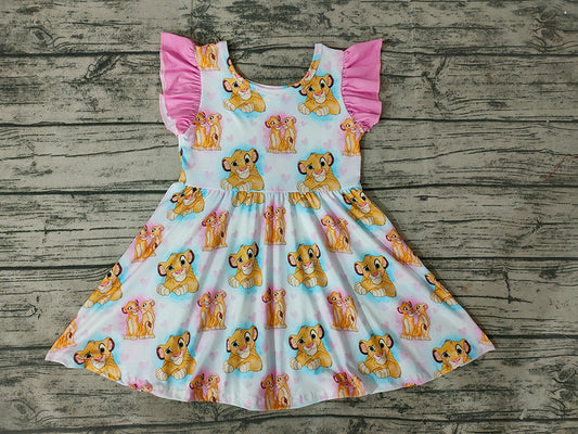 Baby Girls Cartoon Lion Knee Length Dresses