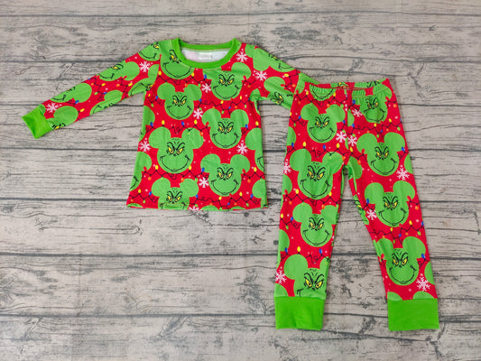 baby girls Christmas red green pajamas sets