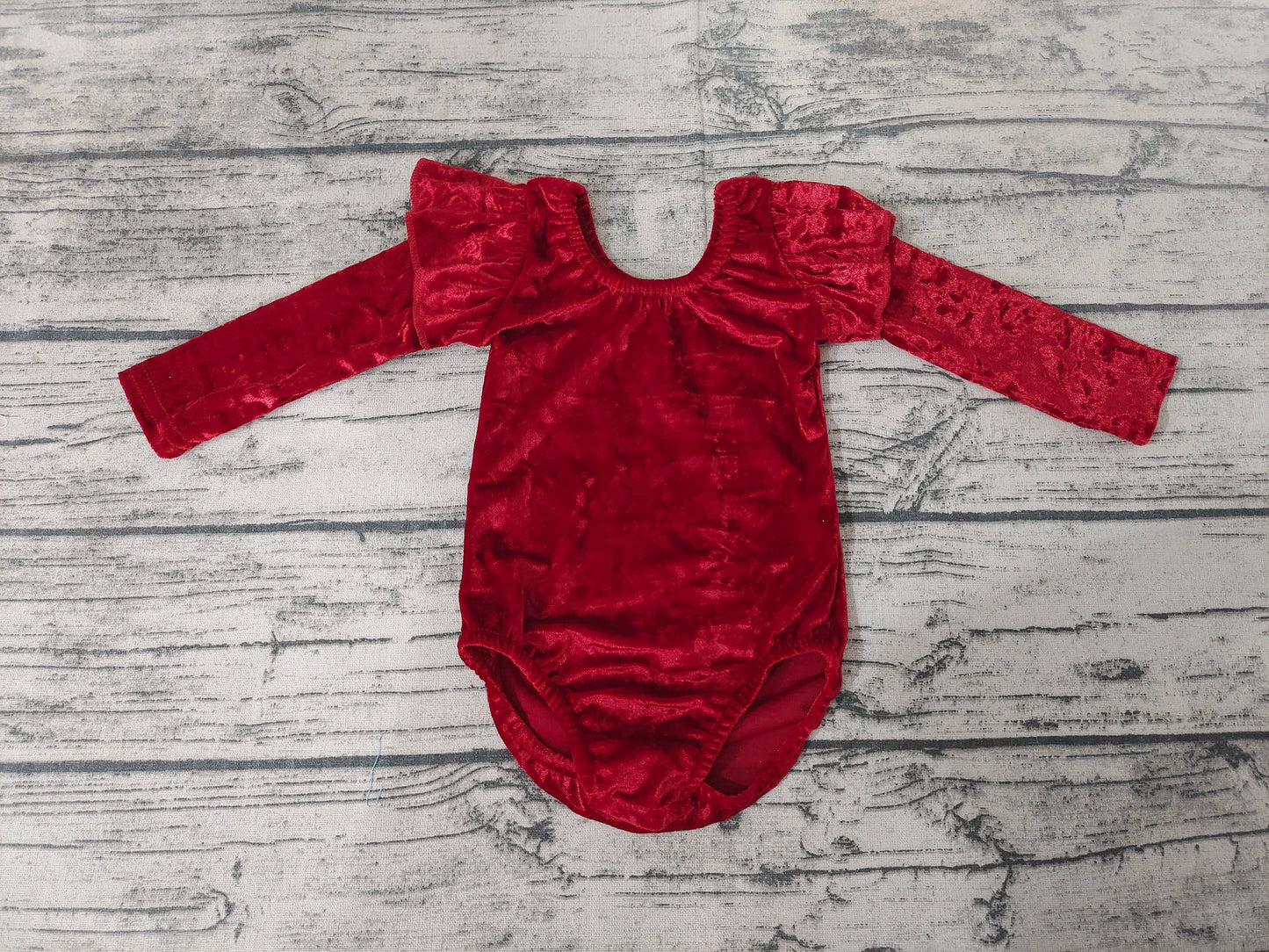 Baby girls Red Velvet Long Sleeve Leotards