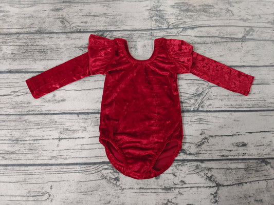 Baby girls Red Velvet Long Sleeve Leotards