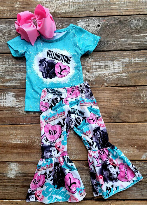 Baby Girls singer band blue top bell pants sets