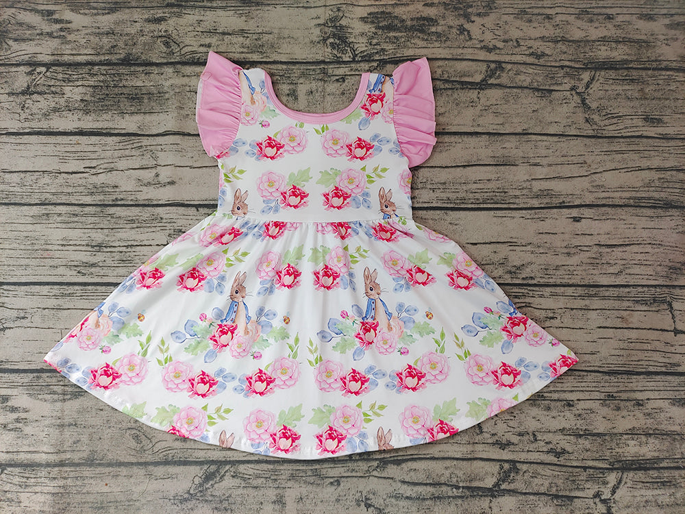 Baby Girls Easter Flower Rabbit Twirl Knee Length Dresses