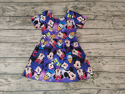 Baby Girls Colorful Cartoon Knee Length Dresses