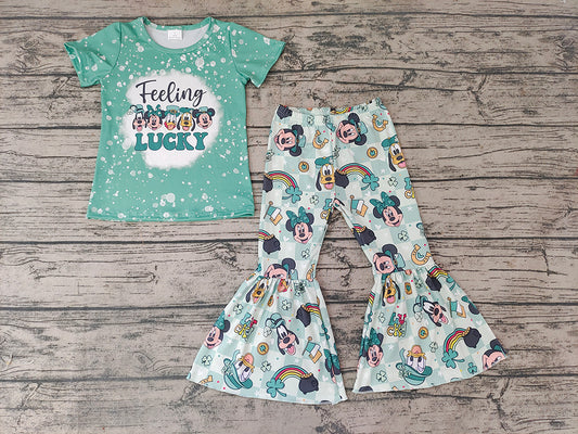 Baby Girls St Patrick Day Cartoon Bell Pants Clothes Sets