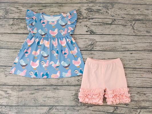 Baby Girls Chicken Summer Shorts Sets