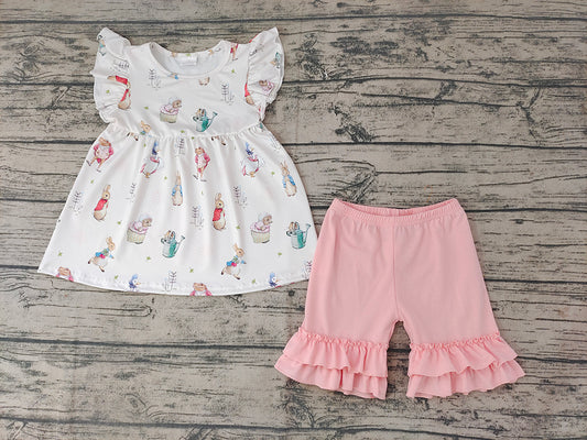 Baby Girls Easter Rabbit Ruffle Shorts Clothes Sets