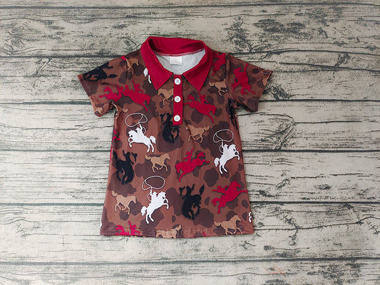 Baby Boys Western riding horse Short Sleeve Pullovers Tee Shirts Tops