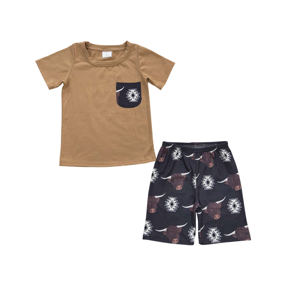 Baby Boys Highland Cow Tee Shirts Shorts Sets