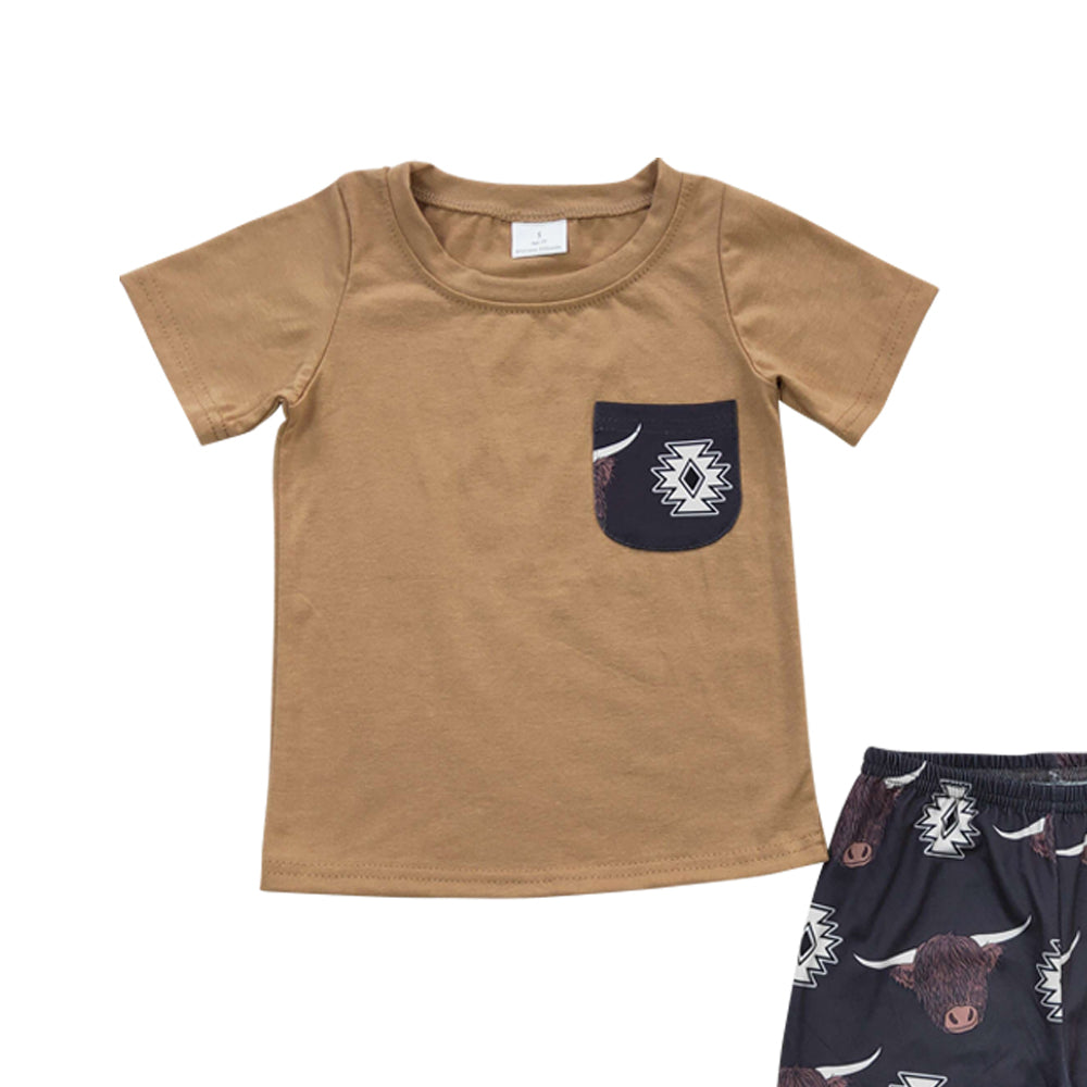 Baby Boys Highland Cow Tee Shirts Shorts Sets