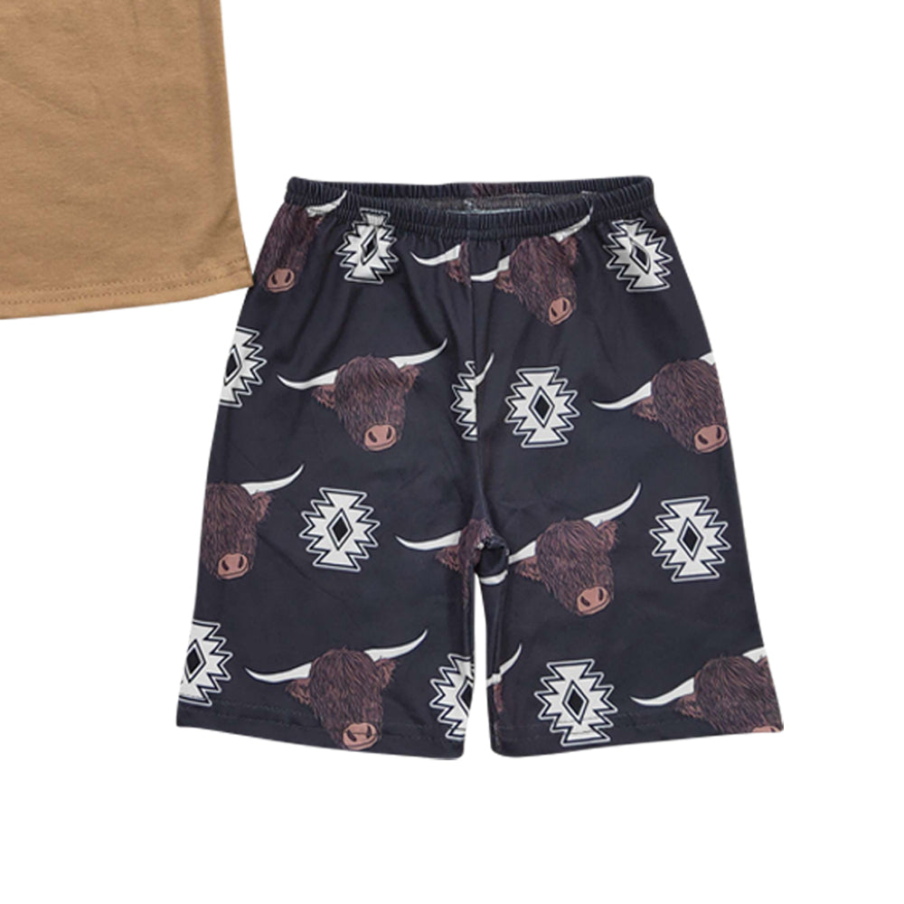 Baby Boys Highland Cow Tee Shirts Shorts Sets