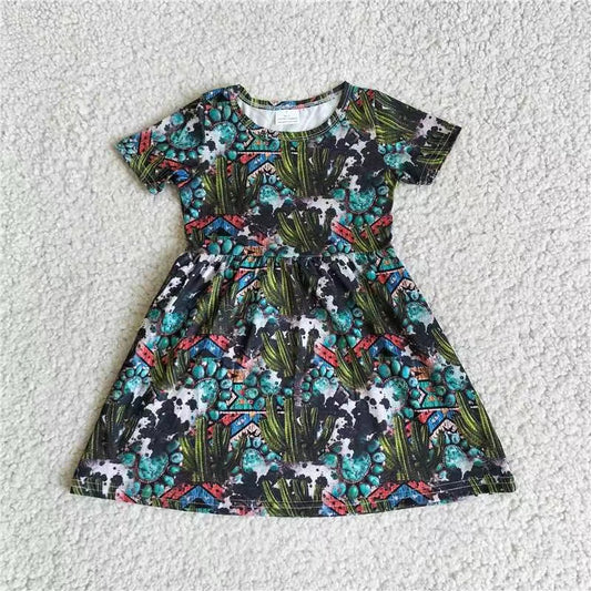 Baby girls western turquoise pearl dresses 221104