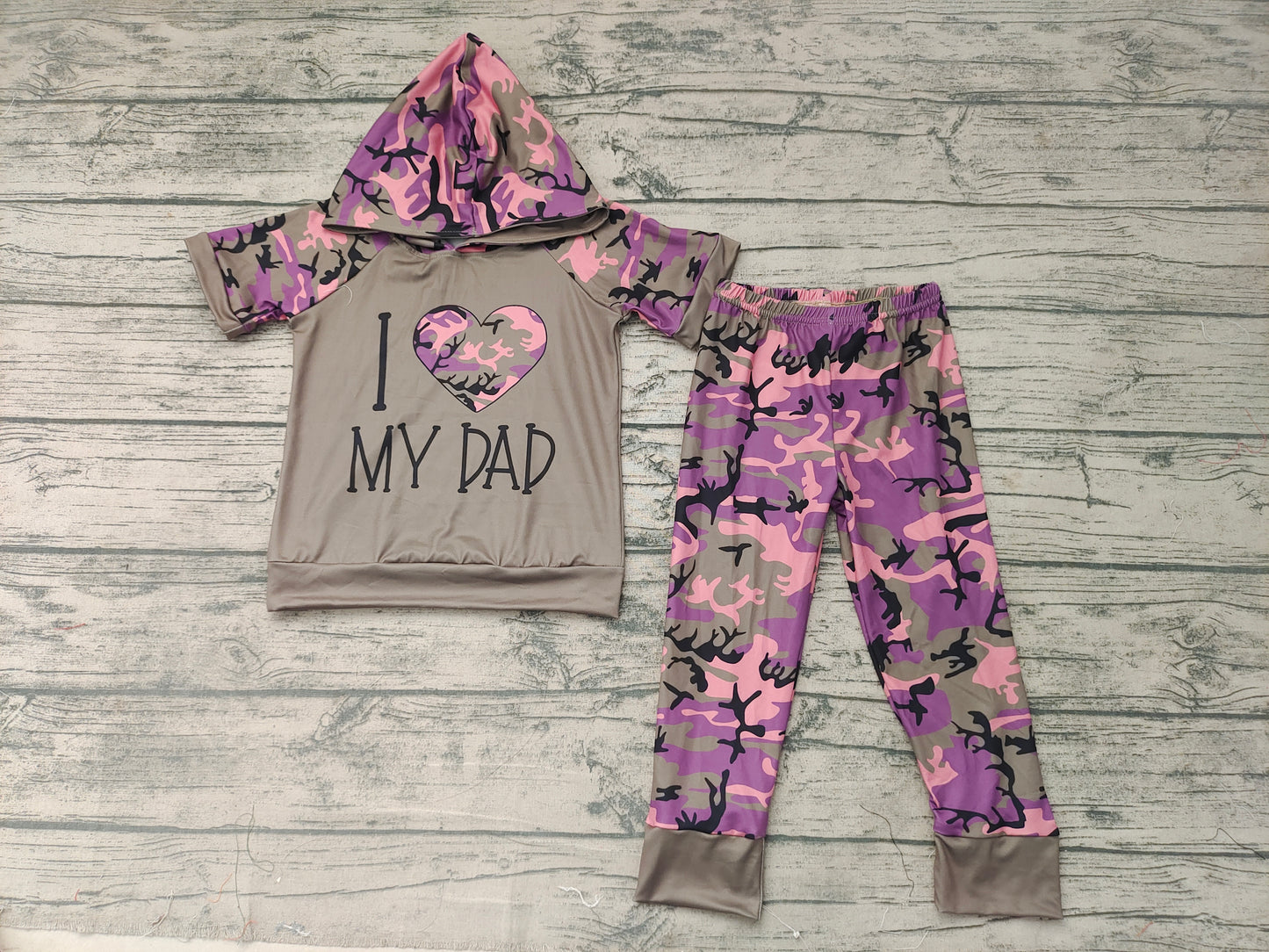 Baby Boys Camo I love Dad Hoodie Top pants clothes sets