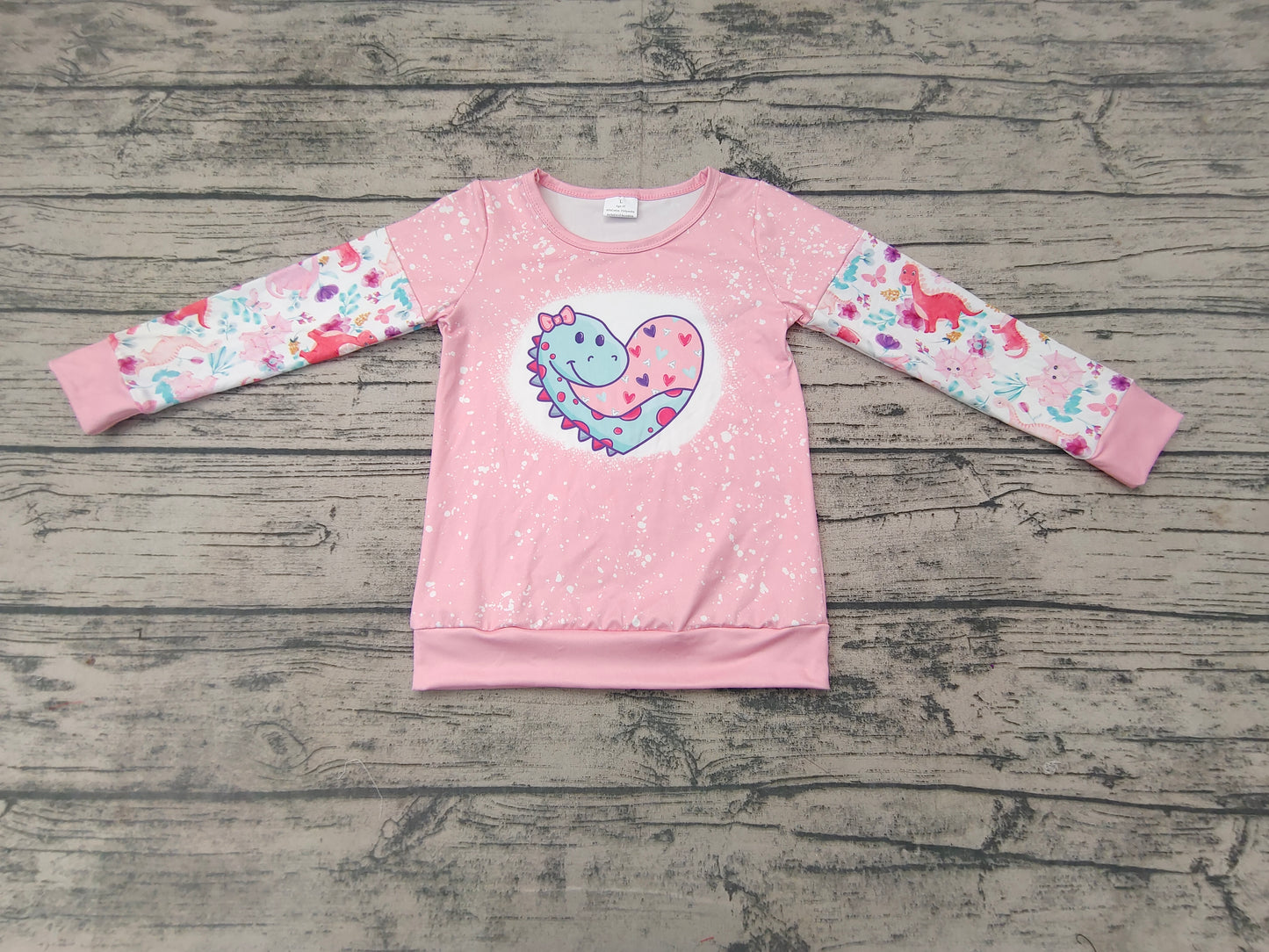 Baby Girls Valentines dinosaur Long Sleeve shirts tops