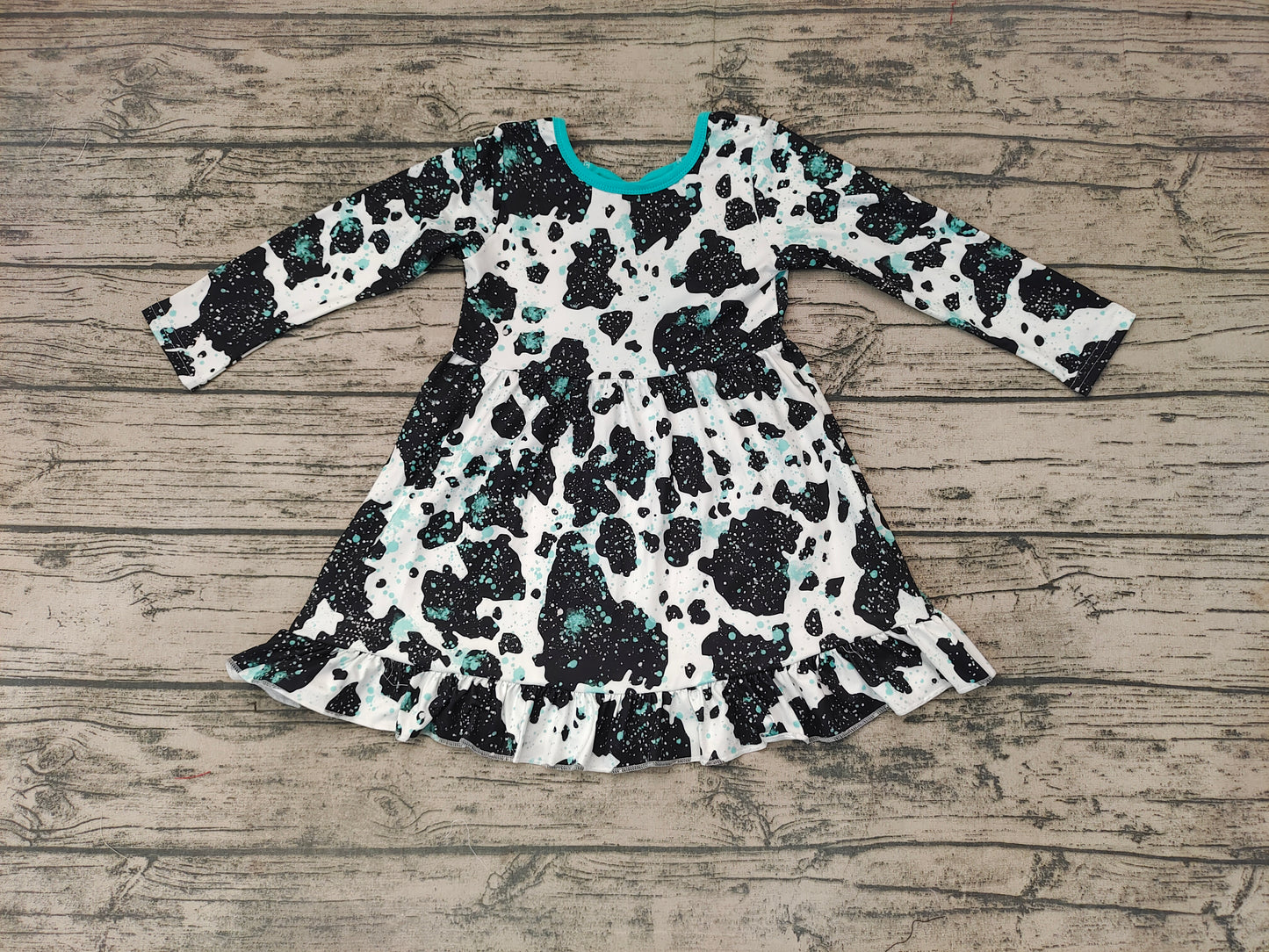 Baby girls cow print western fall dresses