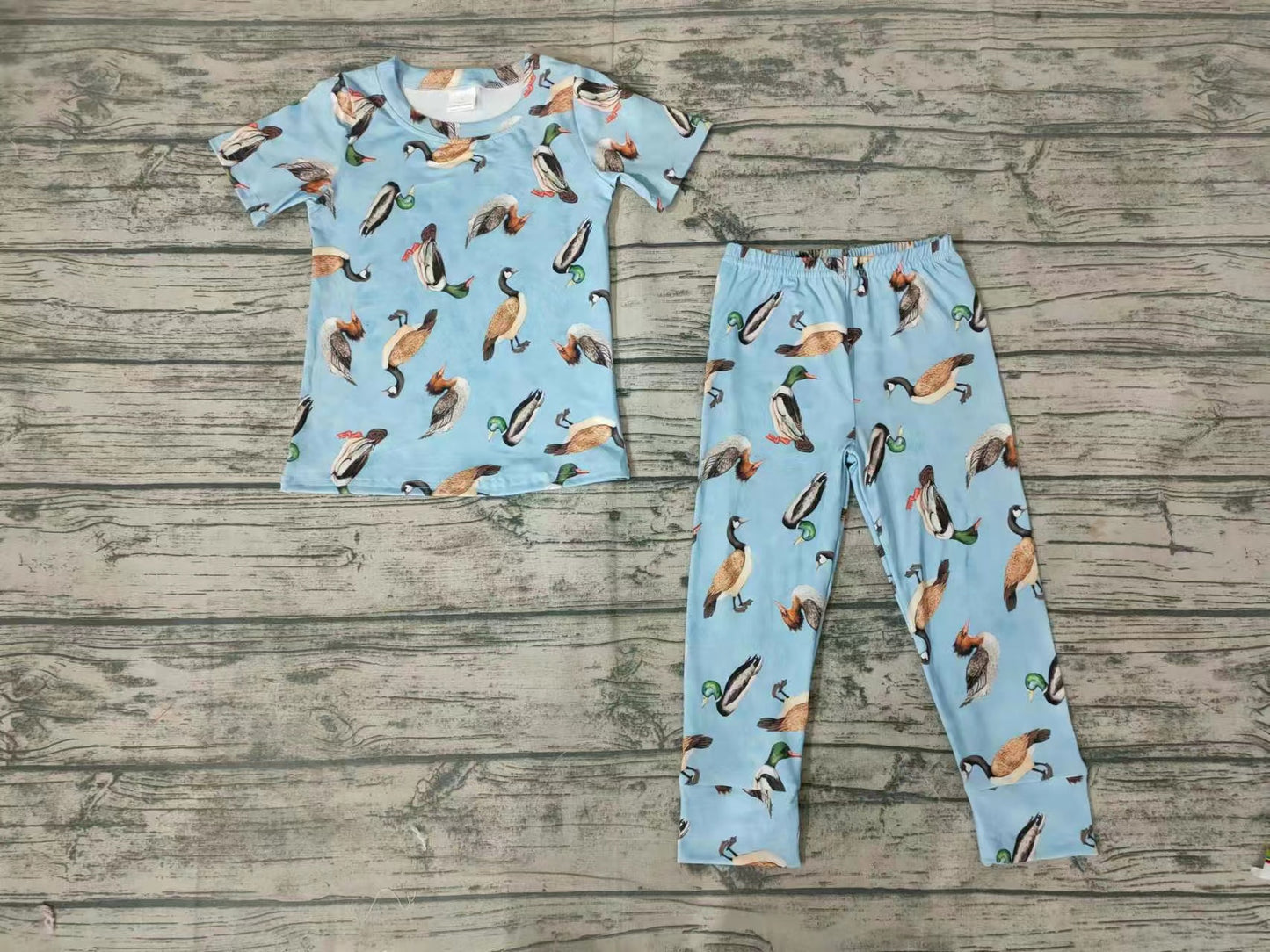 Baby Boys Duck Short Sleeve Shirt Pants Pajamas clothes sets