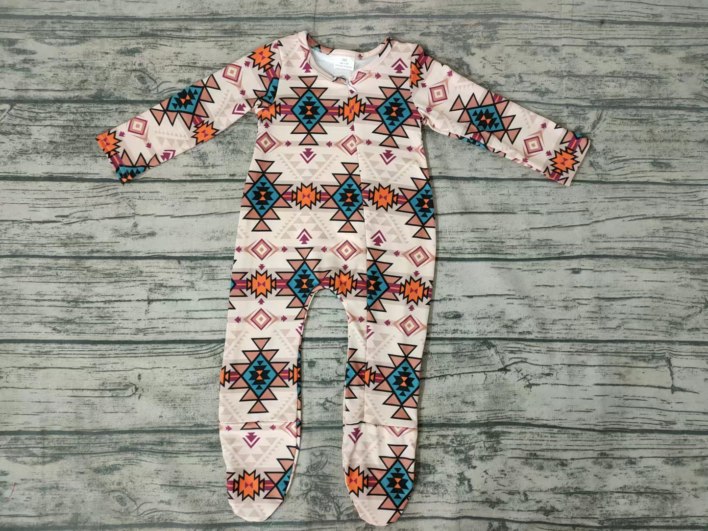 Baby Girls Aztec Zip Western rompers