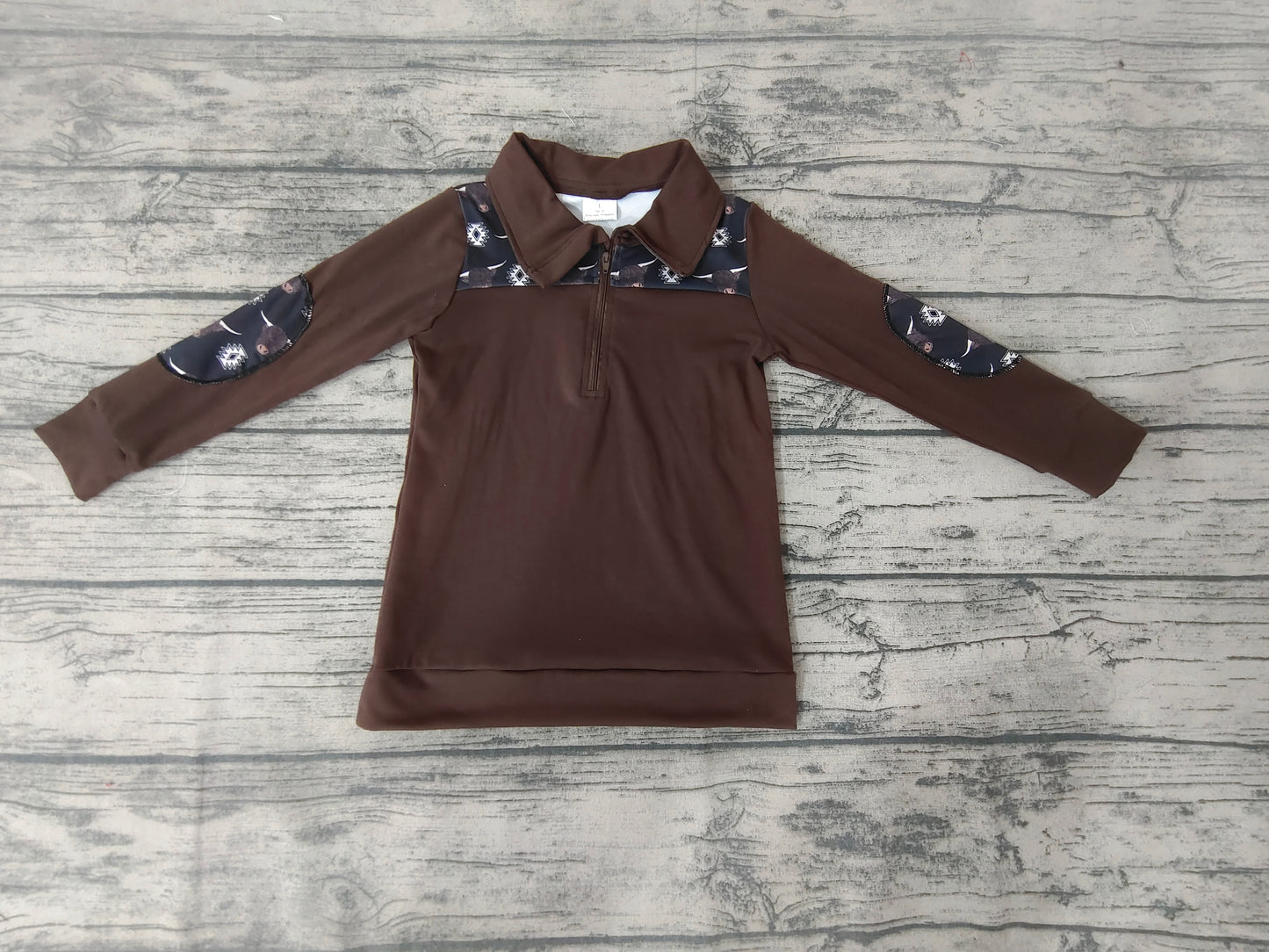 Baby Boys Western Cow Brown pullovers Tops