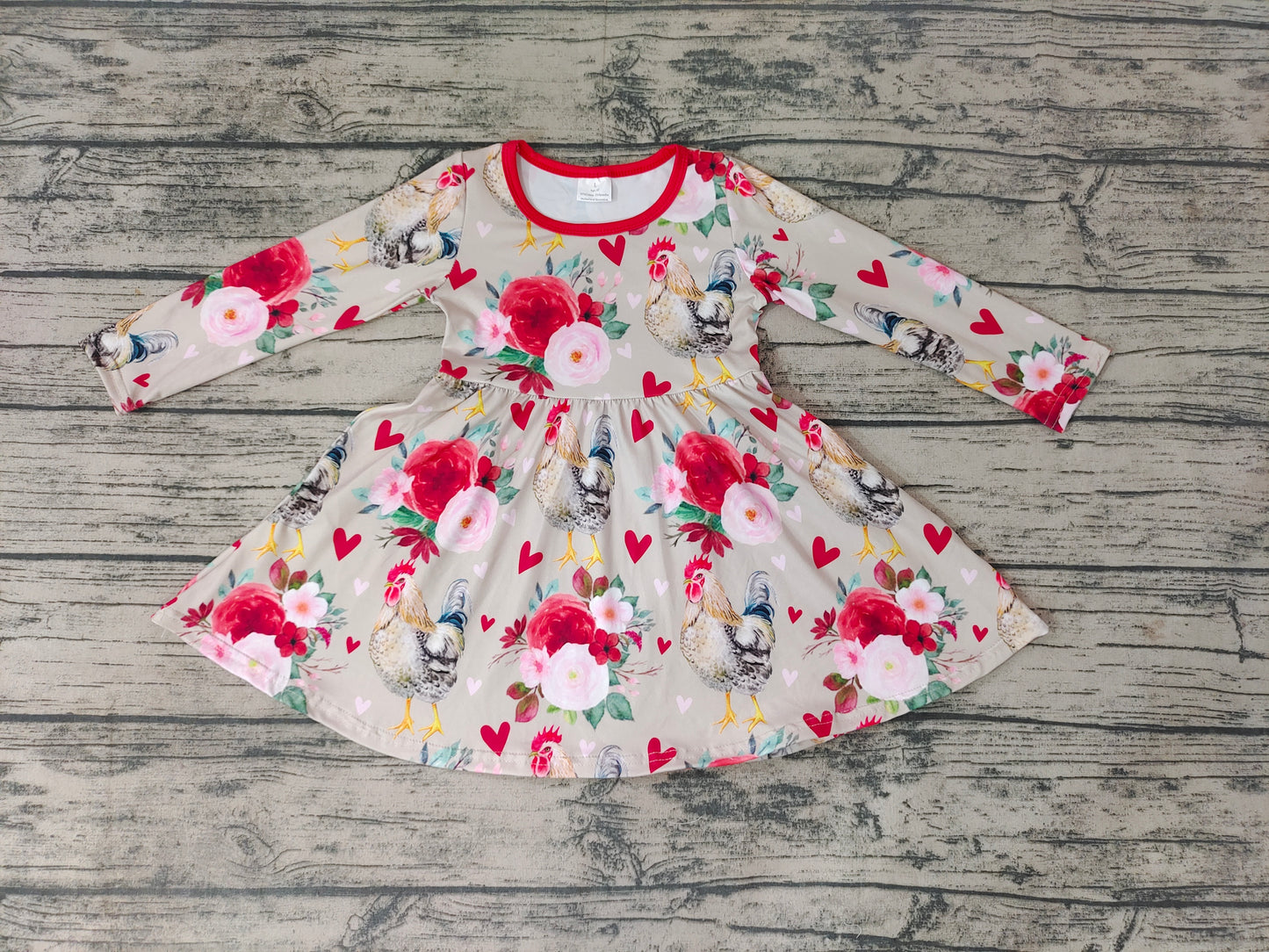 Baby Girls Valentines flower chicken Knee Length Dresses