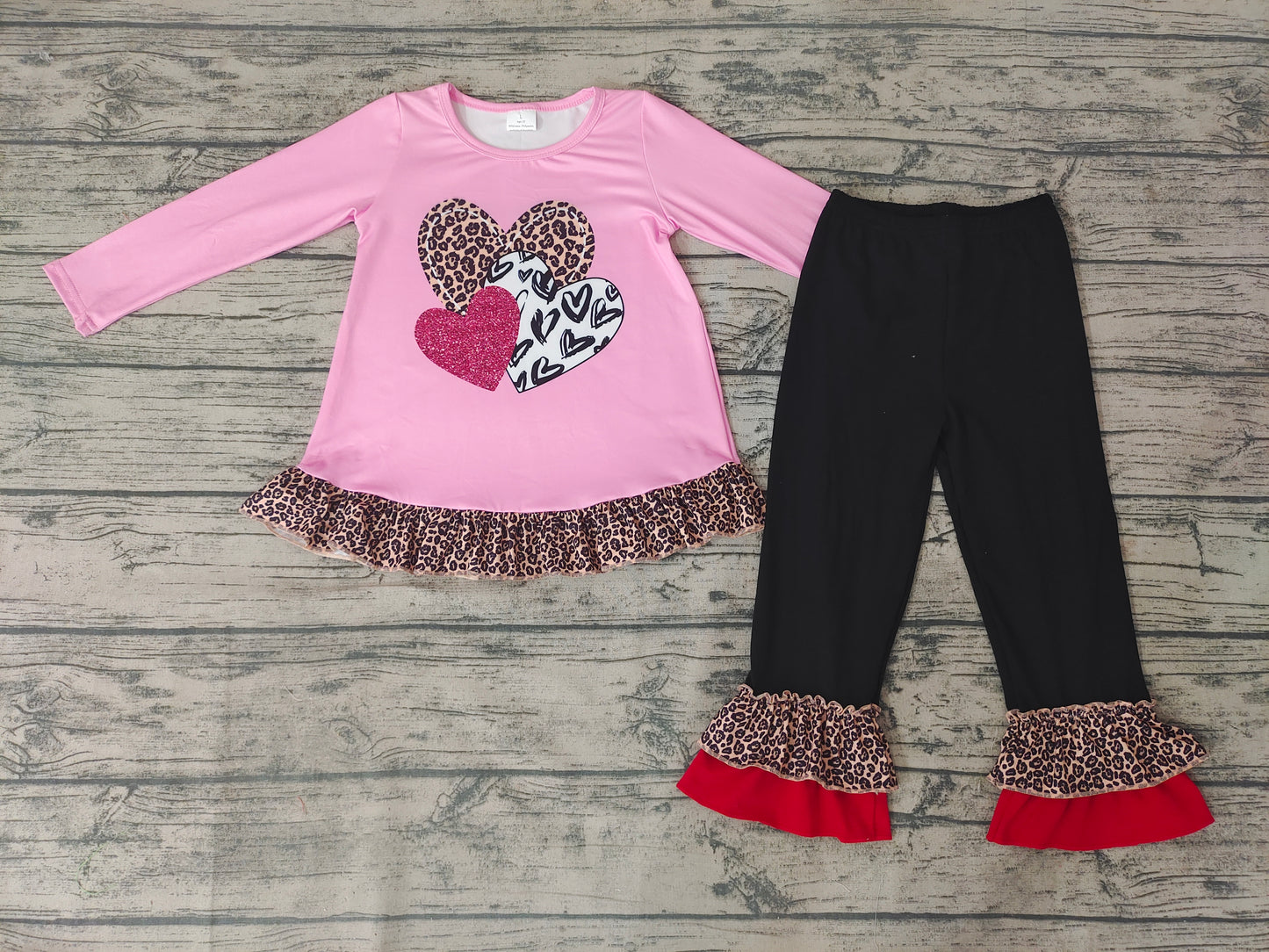 Baby Girls Valentines Hearts Ruffle Pants clothes sets